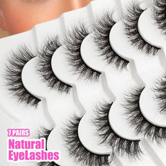 SHEIN - Natural False Eyelashes 7 Pairs Natural Long Crisscross Faux Mink Lashes Eyelashes - XOXO cosmetics