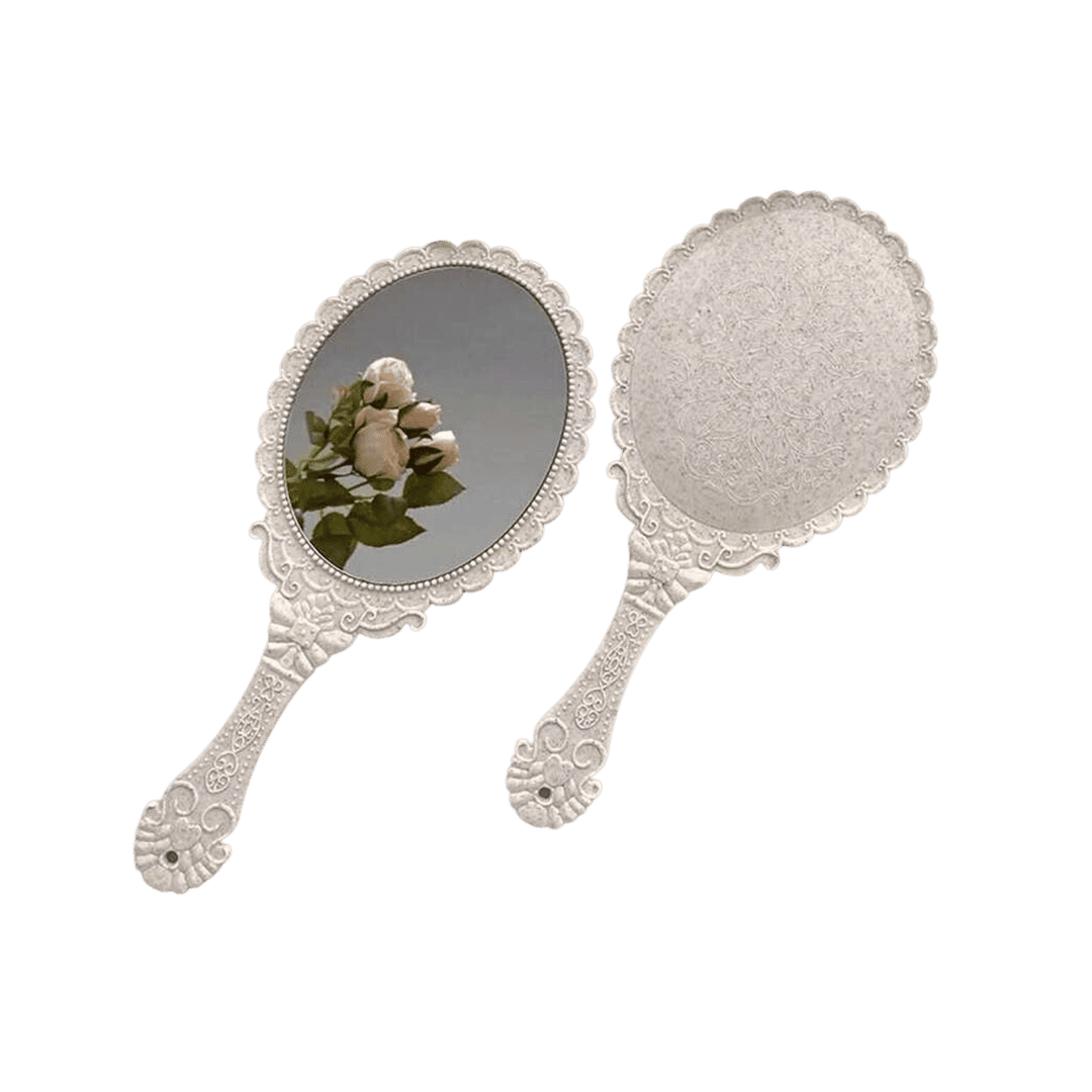 SHEIN Retro Pattern Handheld Mirror Makeup Tools - XOXO cosmetics