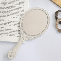 SHEIN Retro Pattern Handheld Mirror Makeup Tools - XOXO cosmetics