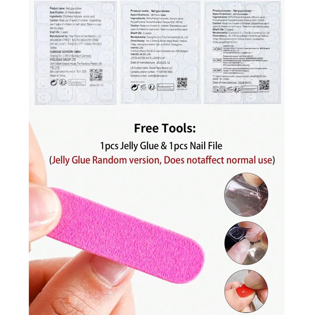 SHEIN Short Oval 24Pcs Flower Nails Blue Bow Press On Nails Press On Nails - XOXO cosmetics