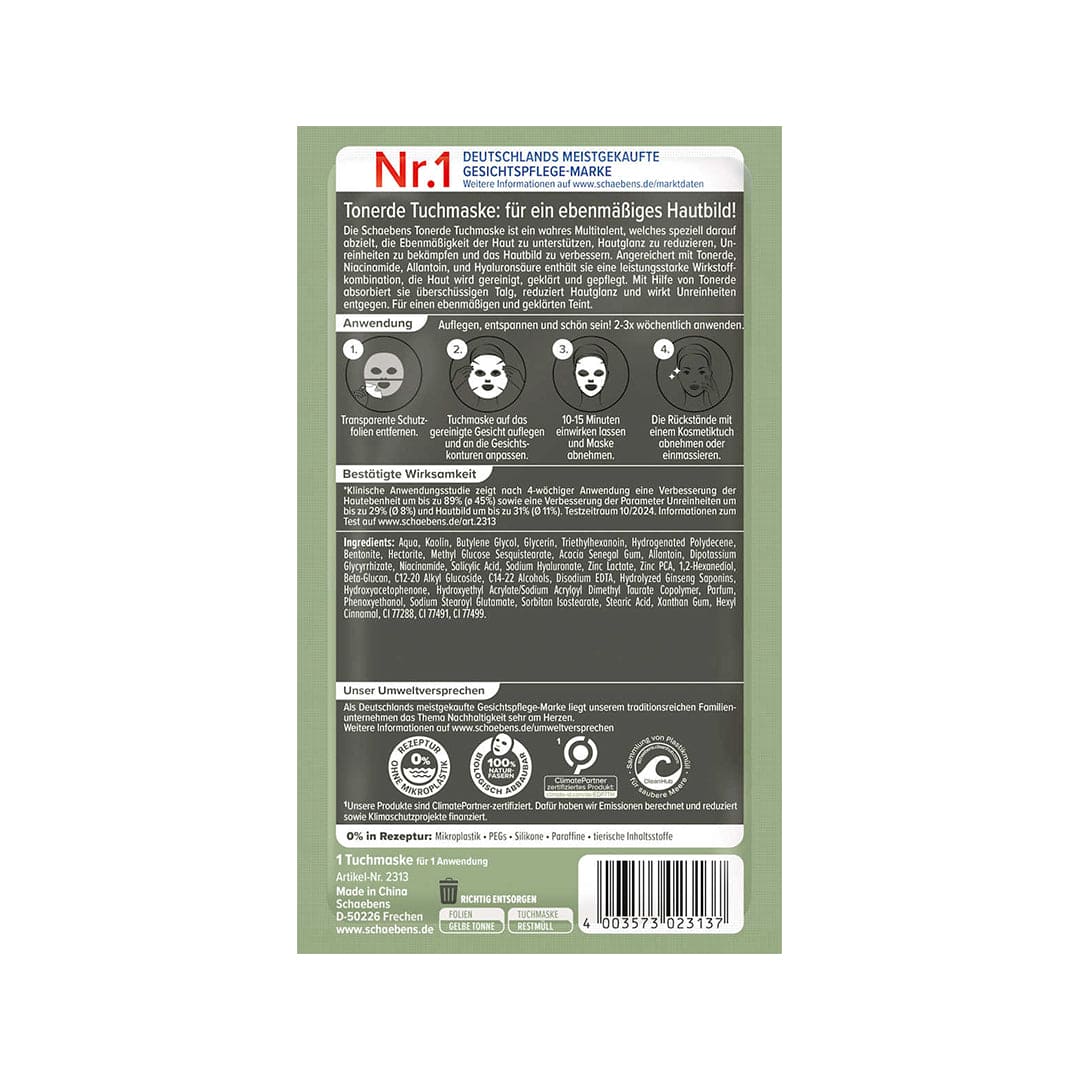 Schaebens Clay Sheet Mask Face Mask - XOXO cosmetics