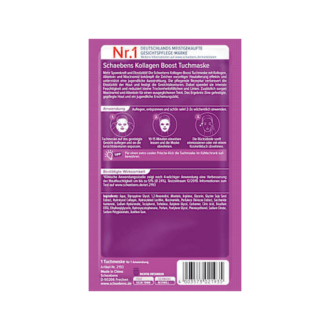 Schaebens Collagen Boost Sheet Mask Face Mask - XOXO cosmetics