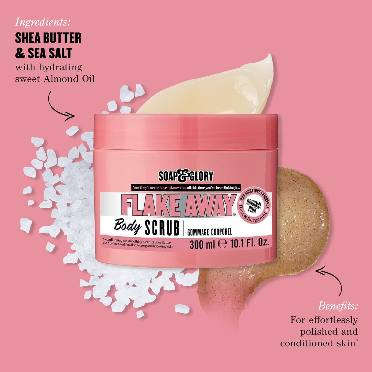 Soap & Glory Original Pink Flake Away Exfoliating Body Scrub - 300ml Body Scrub - XOXO cosmetics