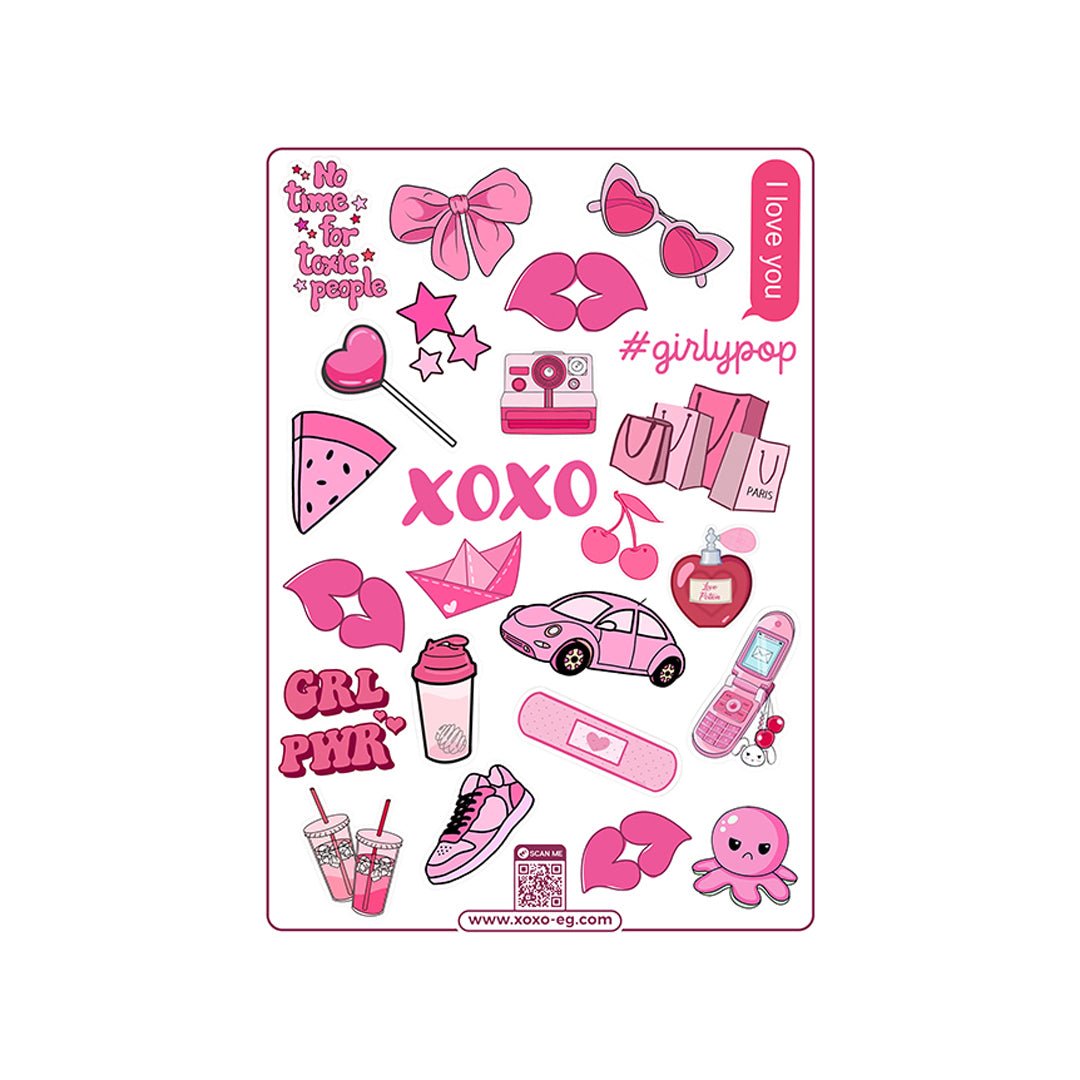 XOXO Pinky Stickers Sheet - XOXO cosmetics