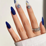 24pcs Floral Pattern Fake 1sheet Tape & 1pc Nail File Nails -  fake nail - XOXO cosmetics