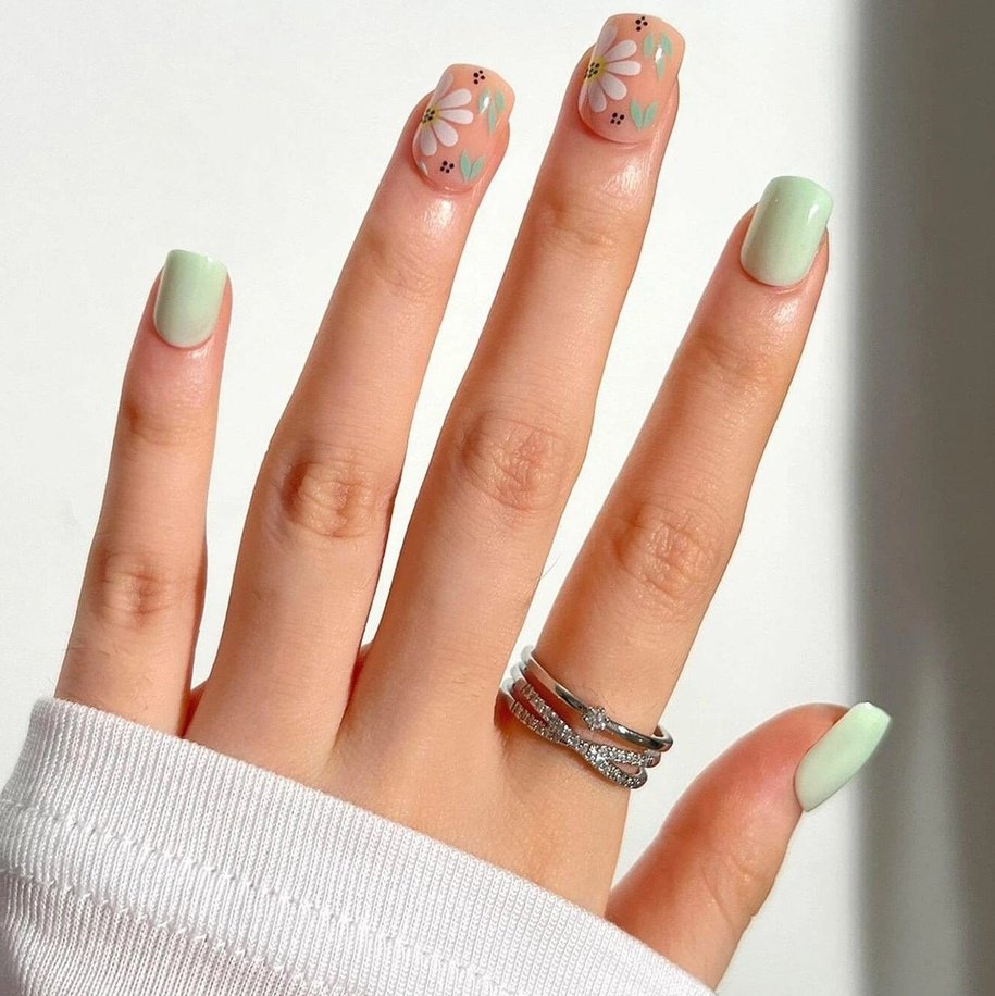 24pcs Flower Print Fake 1sheet Tape & 1pc Nail File Nails - fake nail - XOXO cosmetics